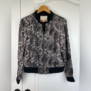 Banana Republic Tencel Bomber Jacket Size Medium Snakeskin Print Full Zip